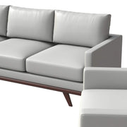 Chester 3-Piece Leather Living Room Sofa Set with Birch Wood Base White Sofa Set Leisuremod