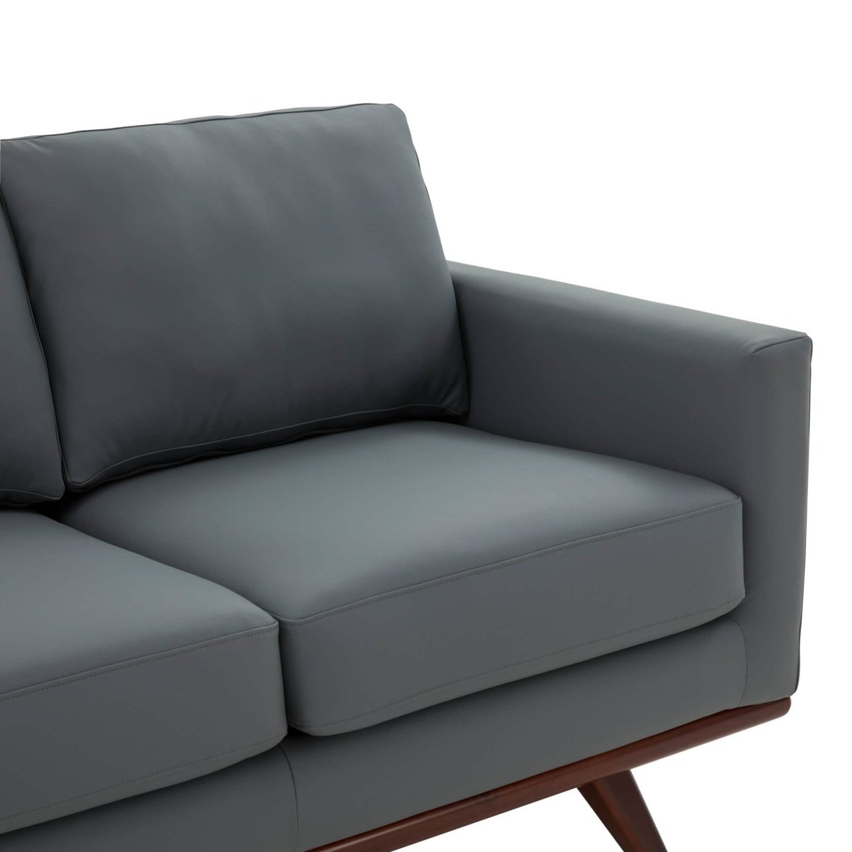 Chester 3-Seater Leather/Mesh Full Size Sofa in Birch Wood Base Leather Grey Sofa Leisuremod