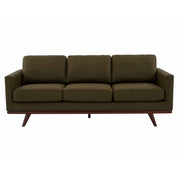 Chester 3-Seater Leather/Mesh Full Size Sofa in Birch Wood Base Leather Green Sofa Leisuremod