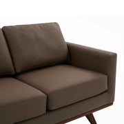 Chester 3-Seater Leather/Mesh Full Size Sofa in Birch Wood Base Leather Taupe Sofa Leisuremod