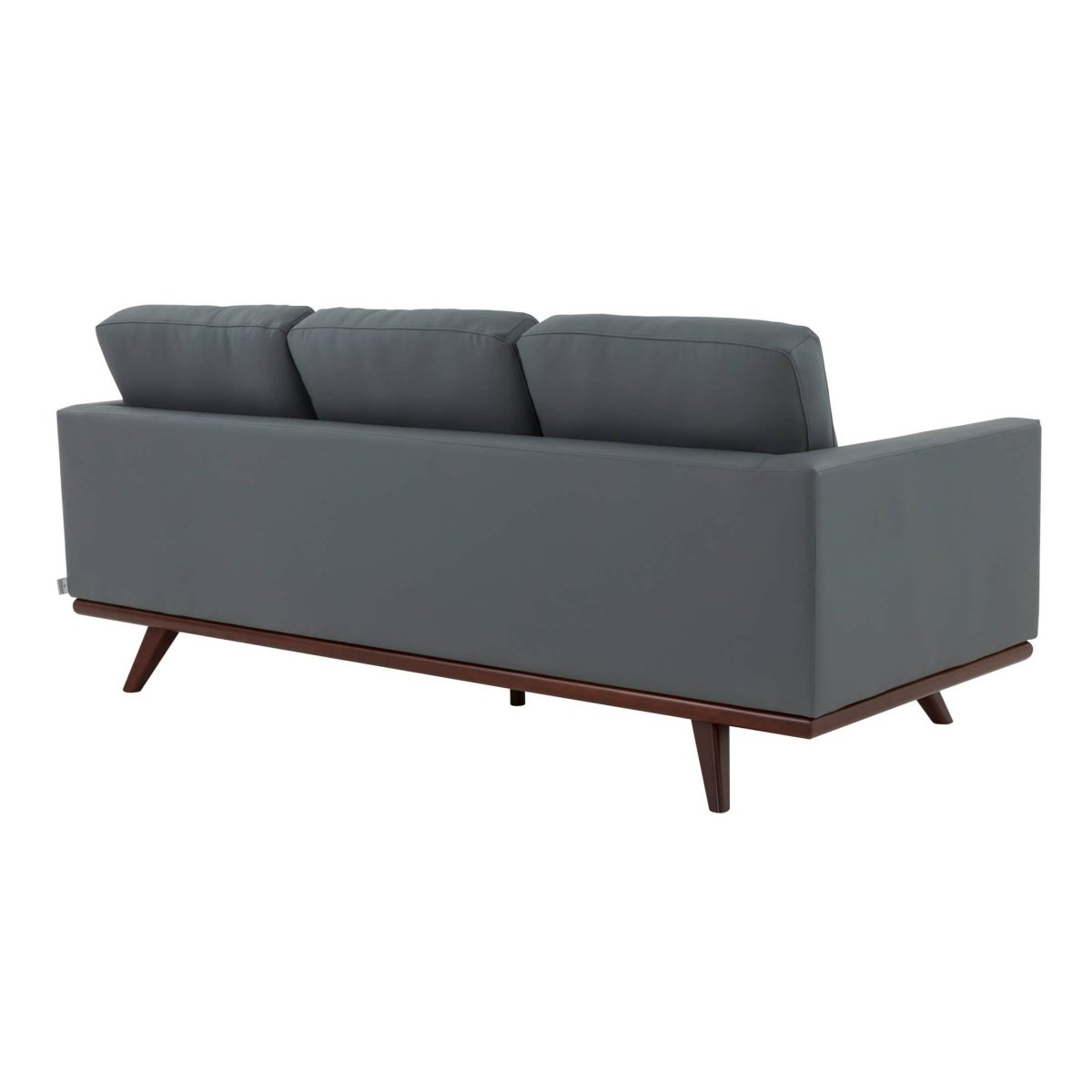 Chester 3-Seater Leather/Mesh Full Size Sofa in Birch Wood Base Leather Grey Sofa Leisuremod