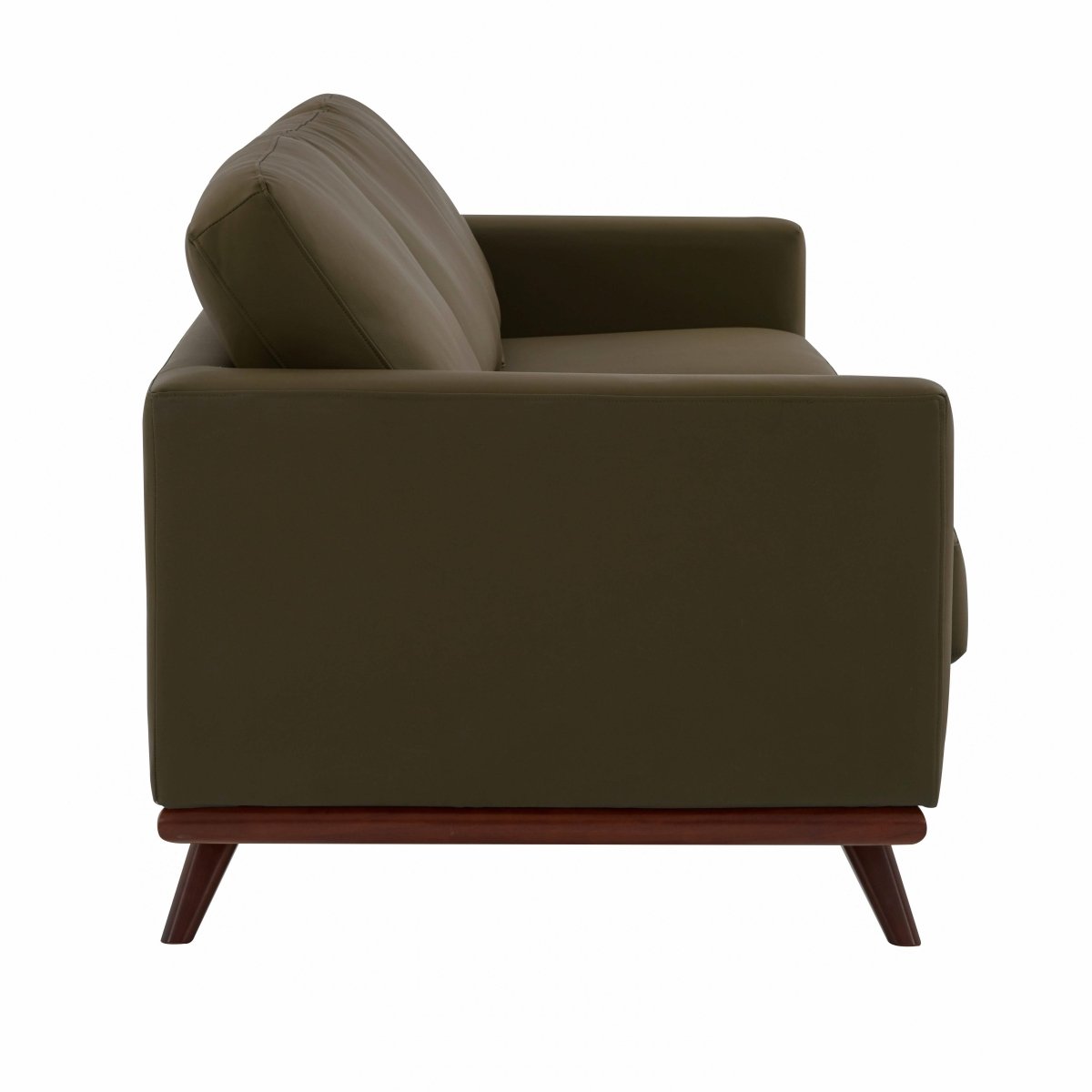Chester 3-Seater Leather/Mesh Full Size Sofa in Birch Wood Base Leather Green Sofa Leisuremod