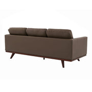 Chester 3-Seater Leather/Mesh Full Size Sofa in Birch Wood Base Leather Taupe Sofa Leisuremod