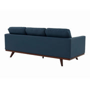 Chester 3-Seater Leather/Mesh Full Size Sofa in Birch Wood Base Leather Navy Blue Sofa Leisuremod