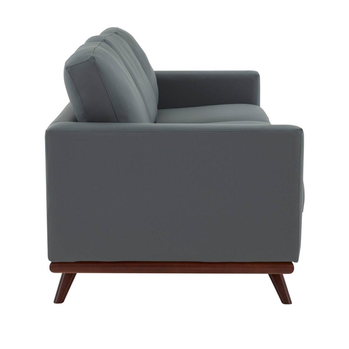 Chester 3-Seater Leather/Mesh Full Size Sofa in Birch Wood Base Leather Grey Sofa Leisuremod