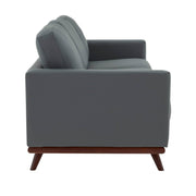 Chester 3-Seater Leather/Mesh Full Size Sofa in Birch Wood Base Leather Grey Sofa Leisuremod