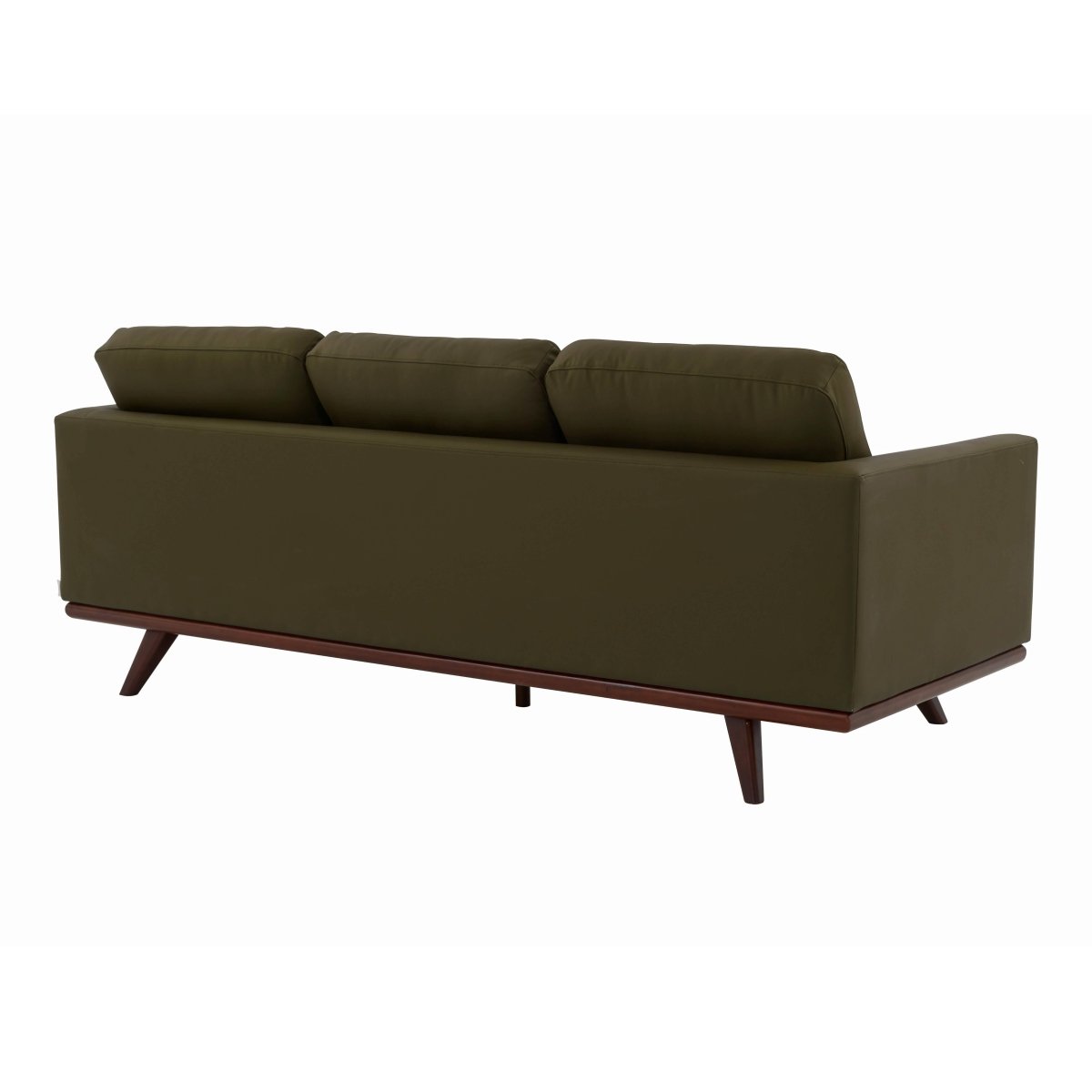 Chester 3-Seater Leather/Mesh Full Size Sofa in Birch Wood Base Leather Green Sofa Leisuremod