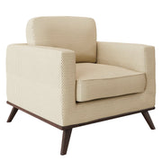 Chester Modern Leather/Mesh Accent Arm Chair With Birch Wood Base Mesh Beige Sofa Leisuremod