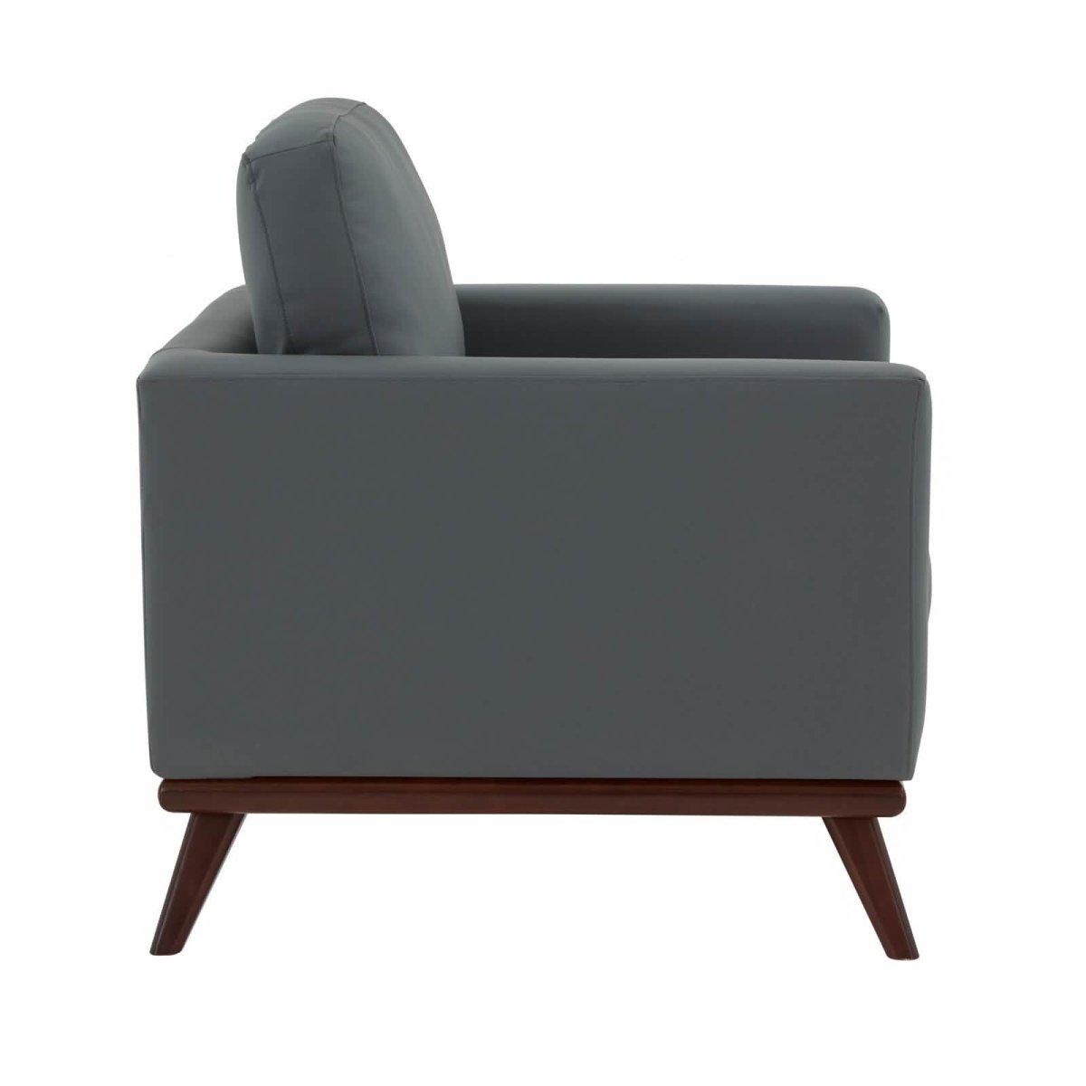 Chester Modern Leather/Mesh Accent Arm Chair With Birch Wood Base Leather Grey Sofa Leisuremod