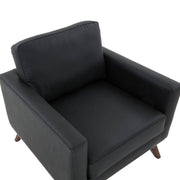 Chester Modern Leather/Mesh Accent Arm Chair With Birch Wood Base Leather Black Sofa Leisuremod