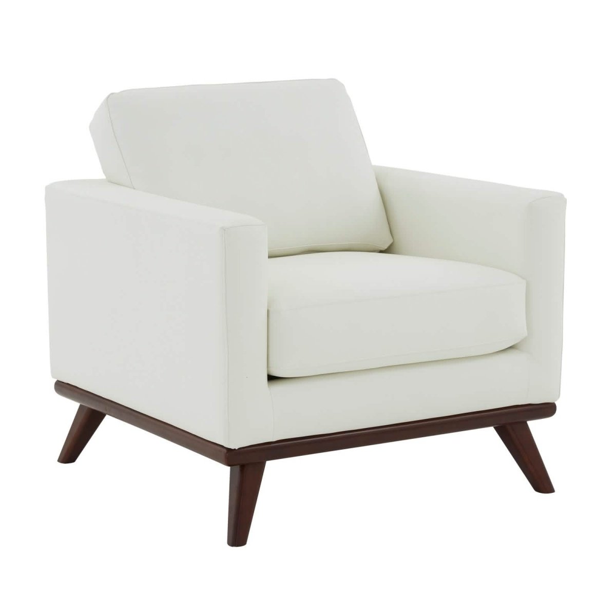 Chester Modern Leather/Mesh Accent Arm Chair With Birch Wood Base Leather White Sofa Leisuremod