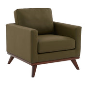 Chester Modern Leather/Mesh Accent Arm Chair With Birch Wood Base Leather Green Sofa Leisuremod