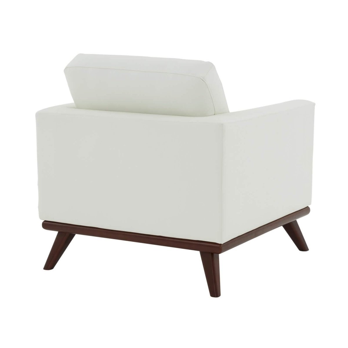 Chester Modern Leather/Mesh Accent Arm Chair With Birch Wood Base Leather White Sofa Leisuremod