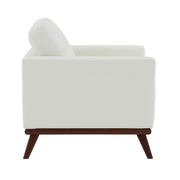 Chester Modern Leather/Mesh Accent Arm Chair With Birch Wood Base Leather White Sofa Leisuremod