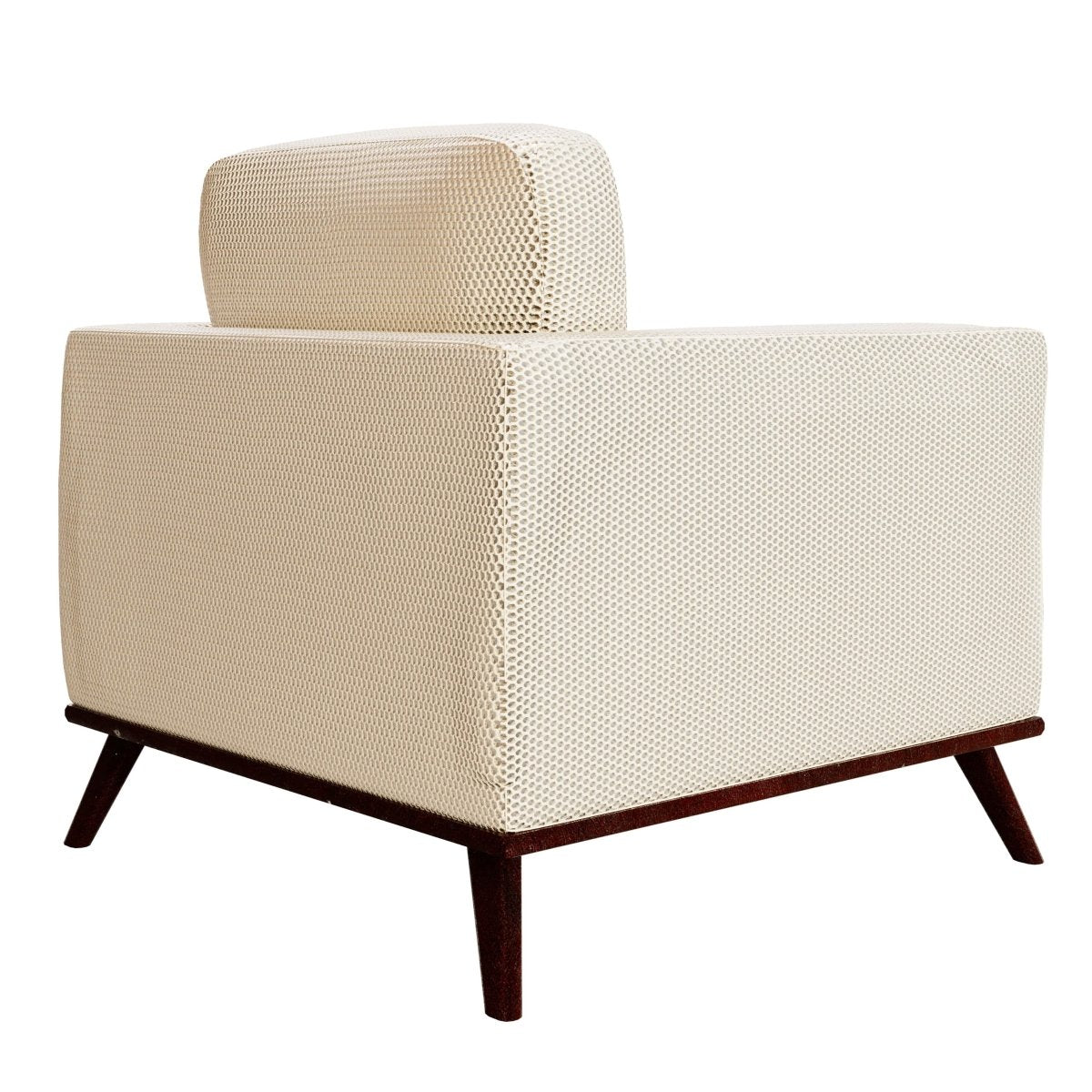 Chester Modern Leather/Mesh Accent Arm Chair With Birch Wood Base Mesh Beige Sofa Leisuremod