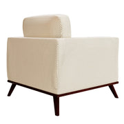 Chester Modern Leather/Mesh Accent Arm Chair With Birch Wood Base Mesh Beige Sofa Leisuremod