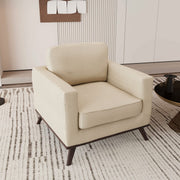 Chester Modern Leather/Mesh Accent Arm Chair With Birch Wood Base Mesh Beige Sofa Leisuremod
