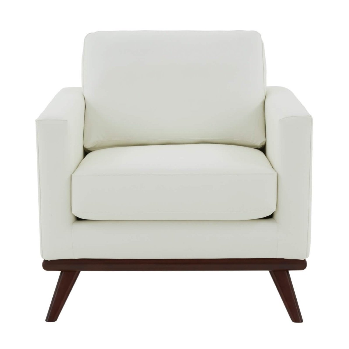 Chester Modern Leather/Mesh Accent Arm Chair With Birch Wood Base Leather White Sofa Leisuremod