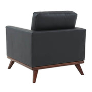 Chester Modern Leather/Mesh Accent Arm Chair With Birch Wood Base Leather Black Sofa Leisuremod