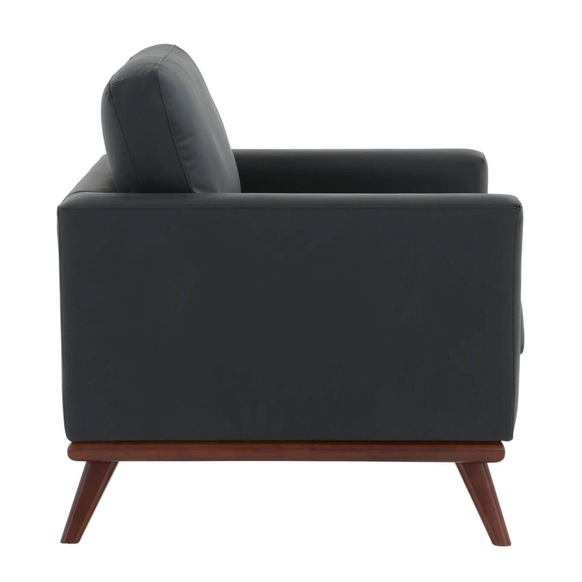 Chester Modern Leather/Mesh Accent Arm Chair With Birch Wood Base Leather Black Sofa Leisuremod