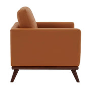 Chester Modern Leather/Mesh Accent Arm Chair With Birch Wood Base Leather Cognac Tan Sofa Leisuremod