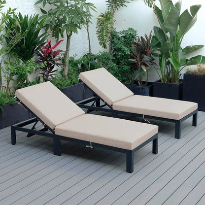 Chelsea Modern Outdoor Chaise Lounge Chair With Cushions Set of 2 - Elax Furniture
