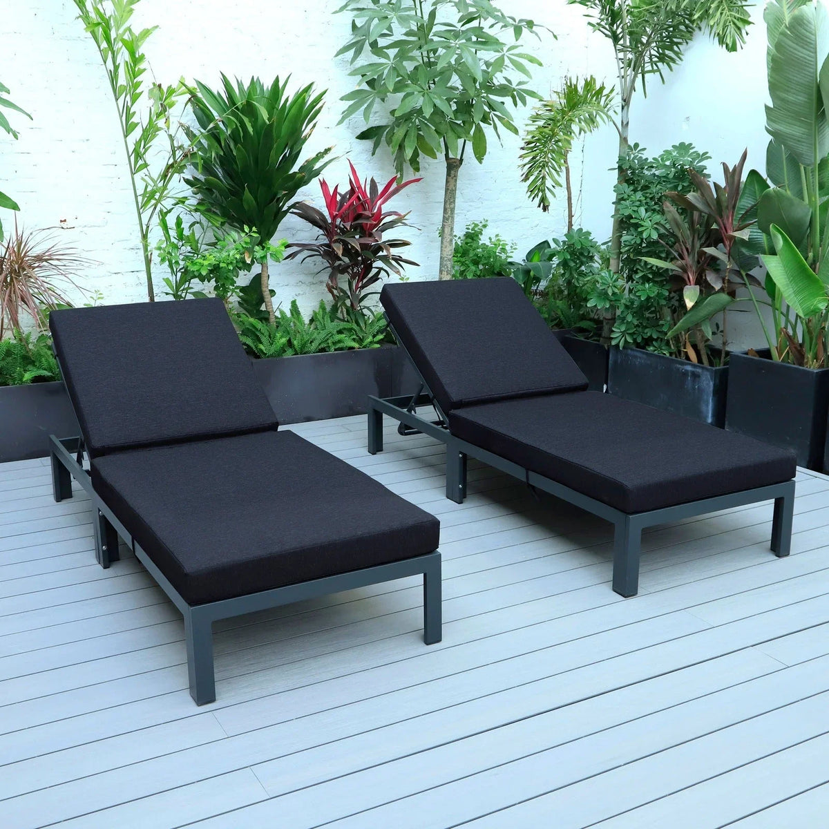 Chelsea Modern Outdoor Chaise Lounge Chair With Cushions Set of 2 - Elax Furniture