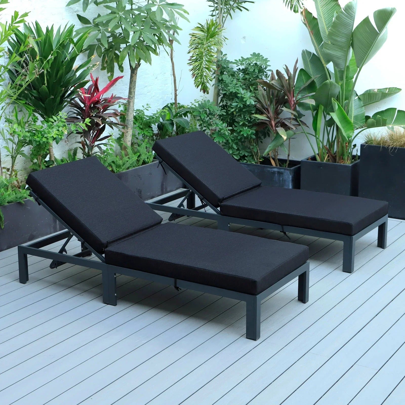 Chelsea Modern Outdoor Chaise Lounge Chair With Cushions Set of 2 - Elax Furniture