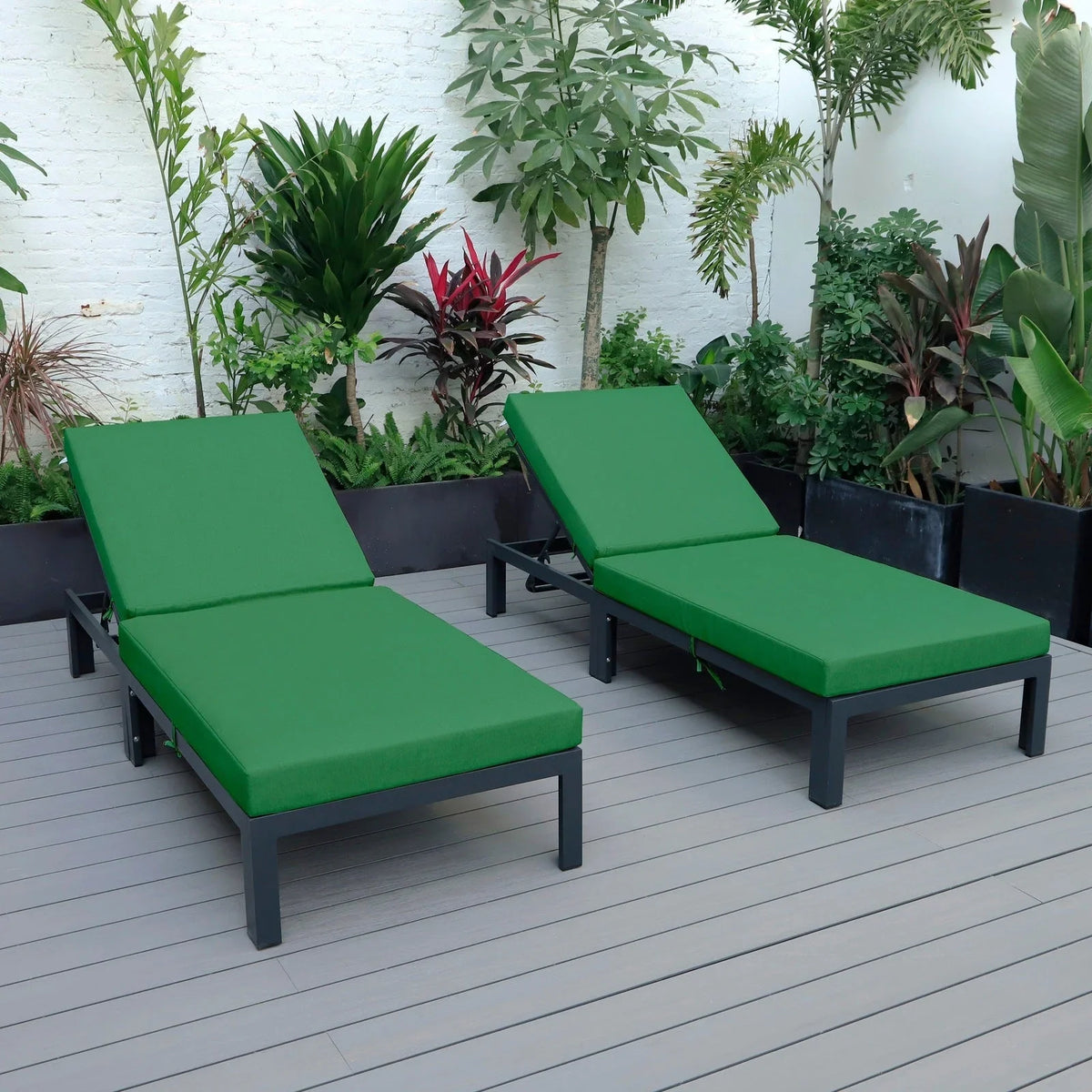 Chelsea Modern Outdoor Chaise Lounge Chair With Cushions Set of 2 - Elax Furniture