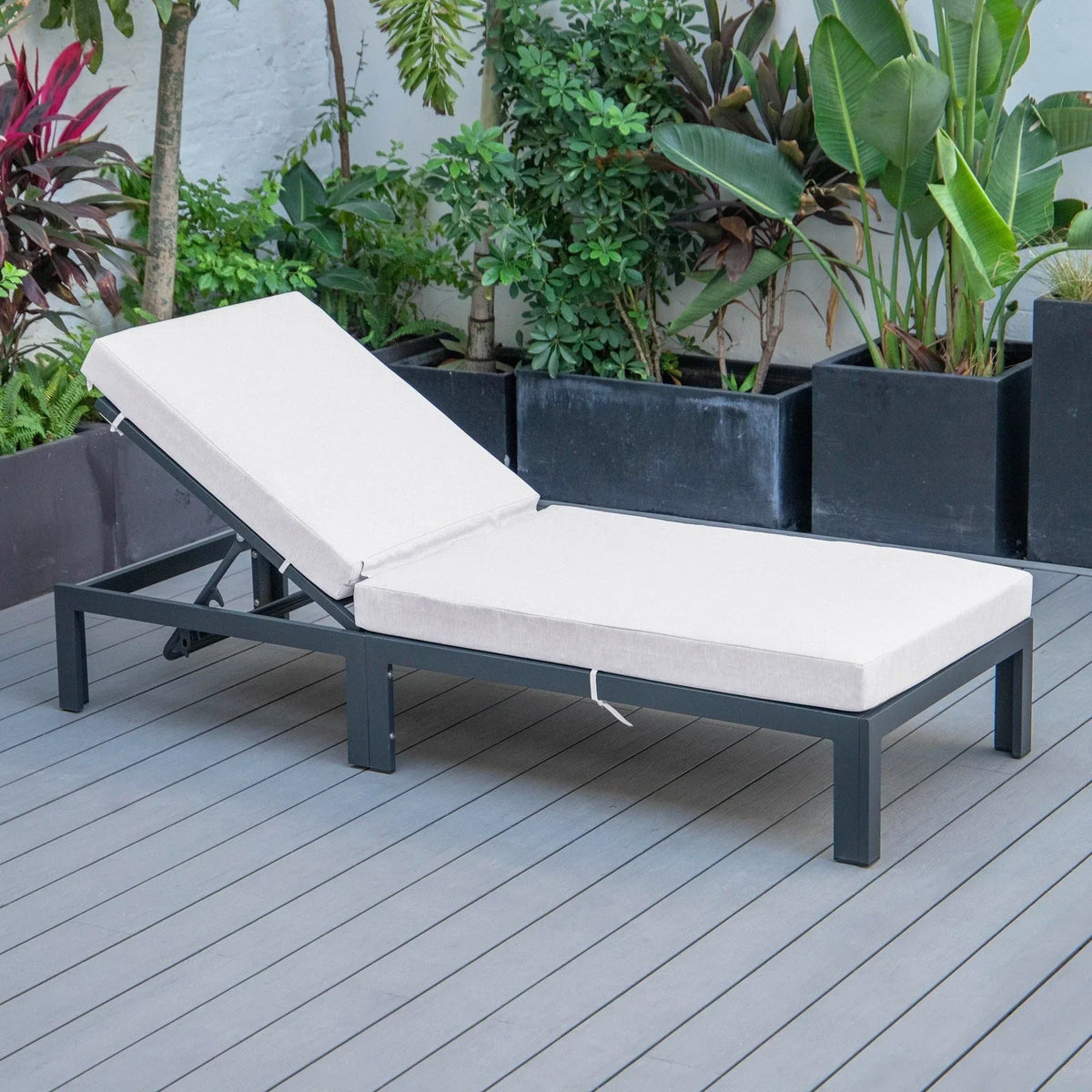 Chelsea Modern Outdoor Chaise Lounge Chair With Cushions Set of 2 - Elax Furniture