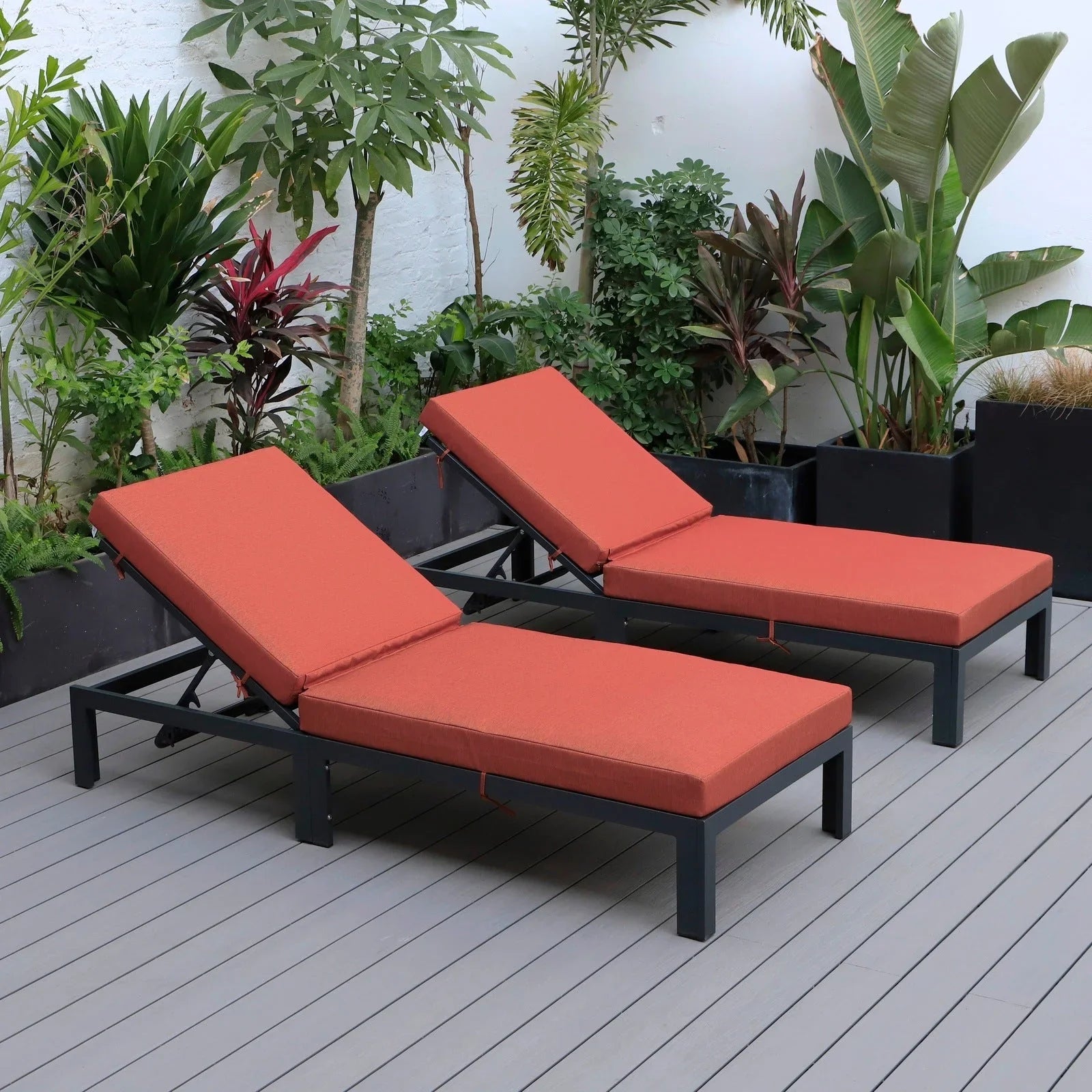 Chelsea Modern Outdoor Chaise Lounge Chair With Cushions Set of 2 - Elax Furniture