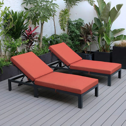 Chelsea Modern Outdoor Chaise Lounge Chair With Cushions Set of 2 - Elax Furniture