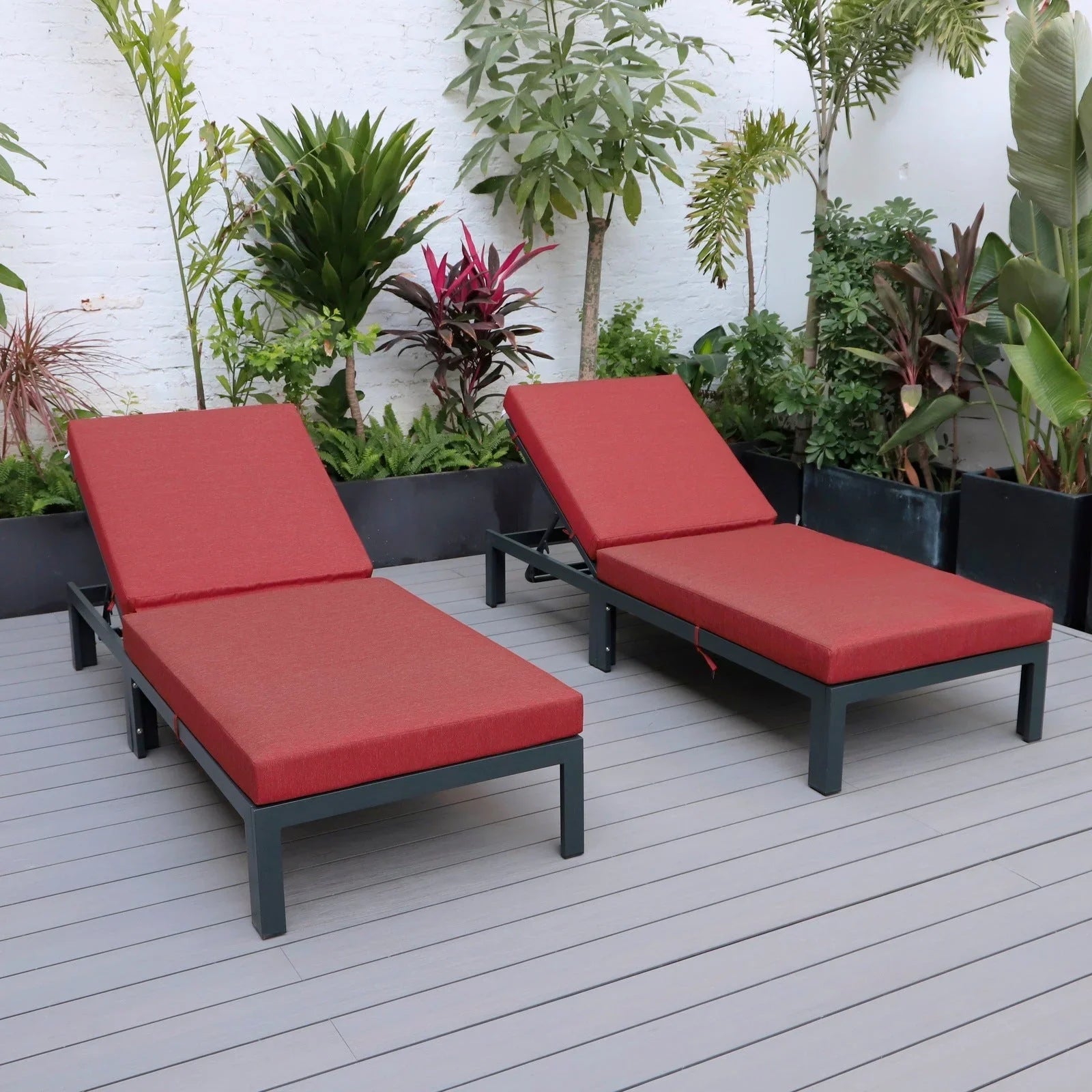 Chelsea Modern Outdoor Chaise Lounge Chair With Cushions Set of 2 - Elax Furniture