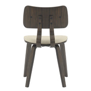 Clivo Modern Wooden Dining Chair Upholstered in Leather With Walnut Color Frame Dark Walnut Taupe Dining Chair Leisuremod