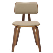 Clivo Modern Wooden Dining Chair Upholstered in Leather With Walnut Color Frame Walnut Light Brown Dining Chair Leisuremod