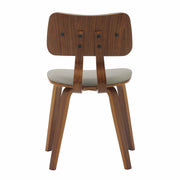 Clivo Modern Wooden Dining Chair Upholstered in Leather With Walnut Color Frame Walnut Light Grey Dining Chair Leisuremod