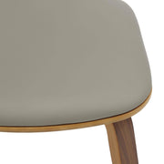Clivo Modern Wooden Dining Chair Upholstered in Leather With Walnut Color Frame Walnut Light Grey Dining Chair Leisuremod