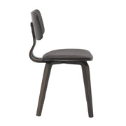 Clivo Modern Wooden Dining Chair Upholstered in Leather With Walnut Color Frame Dark Walnut Brown Dining Chair Leisuremod