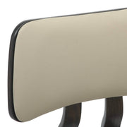 Clivo Modern Wooden Dining Chair Upholstered in Leather With Walnut Color Frame Dark Walnut Taupe Dining Chair Leisuremod