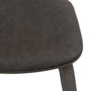 Clivo Modern Wooden Dining Chair Upholstered in Leather With Walnut Color Frame Dark Walnut Brown Dining Chair Leisuremod