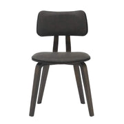 Clivo Modern Wooden Dining Chair Upholstered in Leather With Walnut Color Frame Dark Walnut Brown Dining Chair Leisuremod