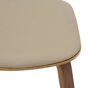 Clivo Modern Wooden Dining Chair Upholstered in Leather With Walnut Color Frame Walnut Light Brown Dining Chair Leisuremod