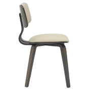 Clivo Modern Wooden Dining Chair Upholstered in Leather With Walnut Color Frame Dark Walnut Taupe Dining Chair Leisuremod