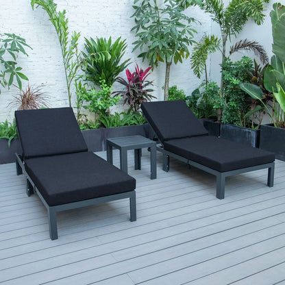 Chelsea Modern Outdoor Chaise Lounge With Side Table & Cushions Set of Two - Elax Furniture