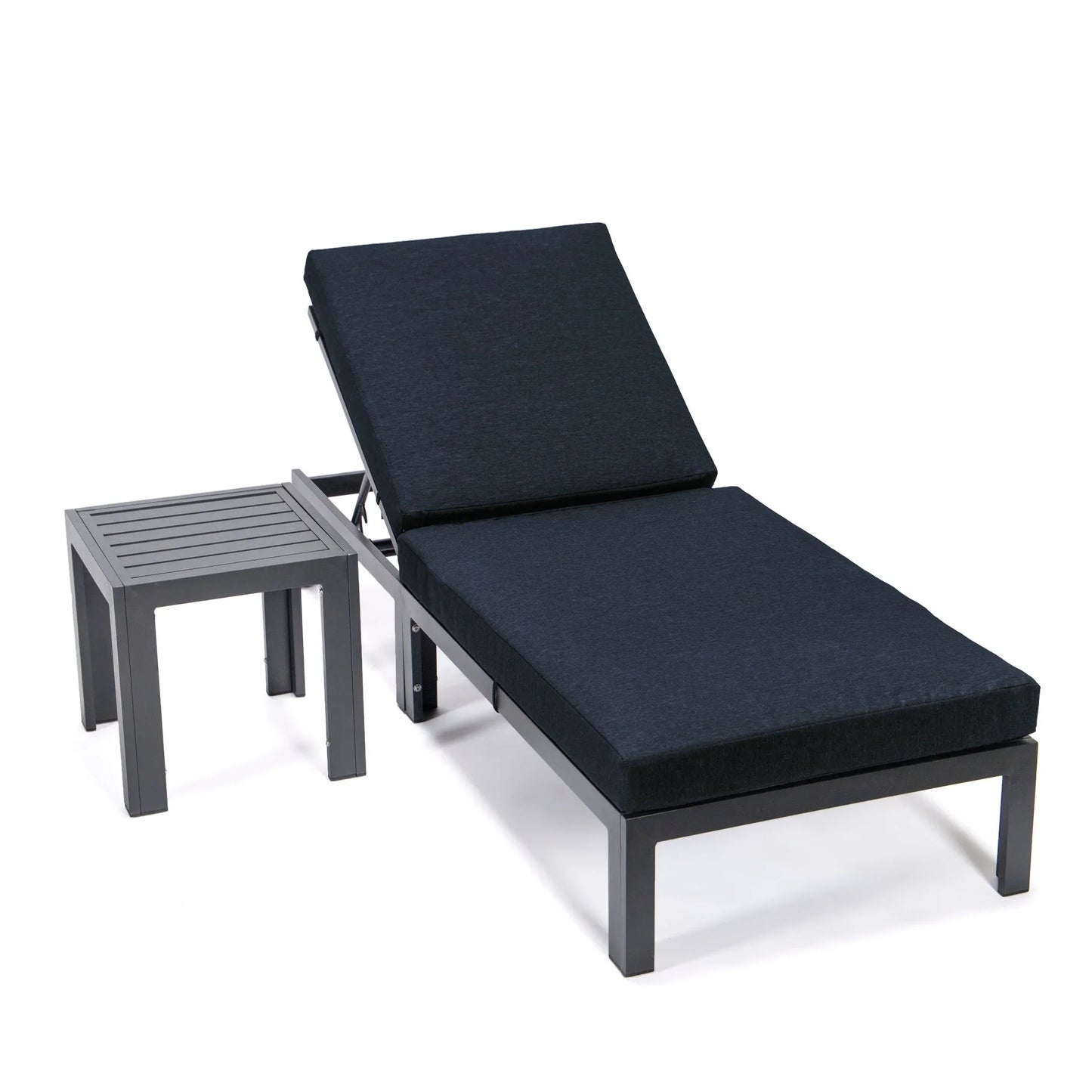 Chelsea Outdoor Chaise Lounge Chair With Side Table and Removable Cushions - Elax Furniture