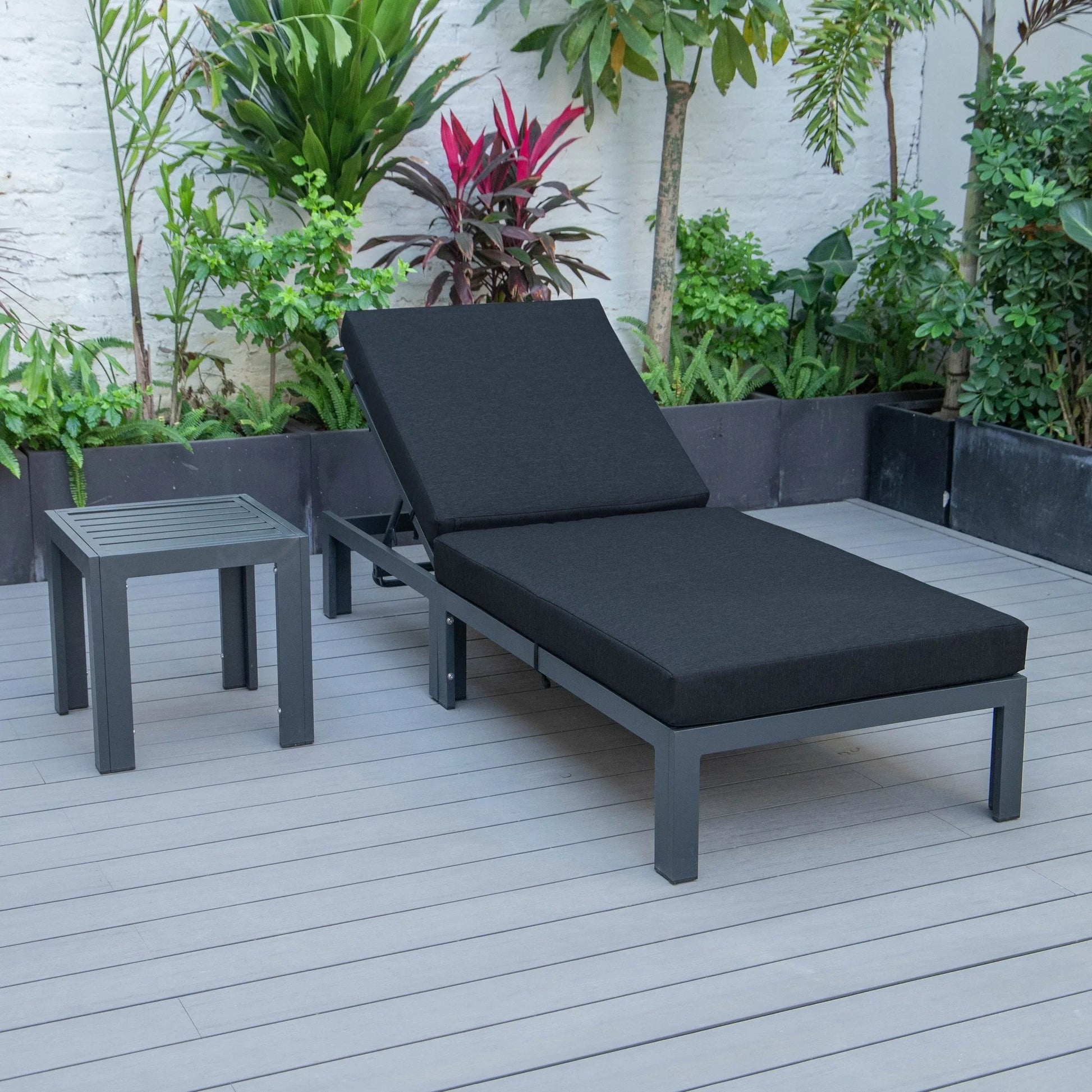 Chelsea Outdoor Chaise Lounge Chair With Side Table and Removable Cushions - Elax Furniture