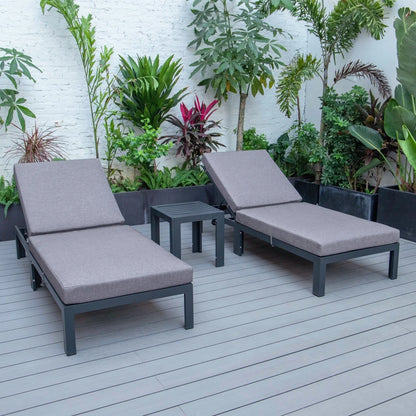 Chelsea Modern Outdoor Chaise Lounge With Side Table & Cushions Set of Two - Elax Furniture