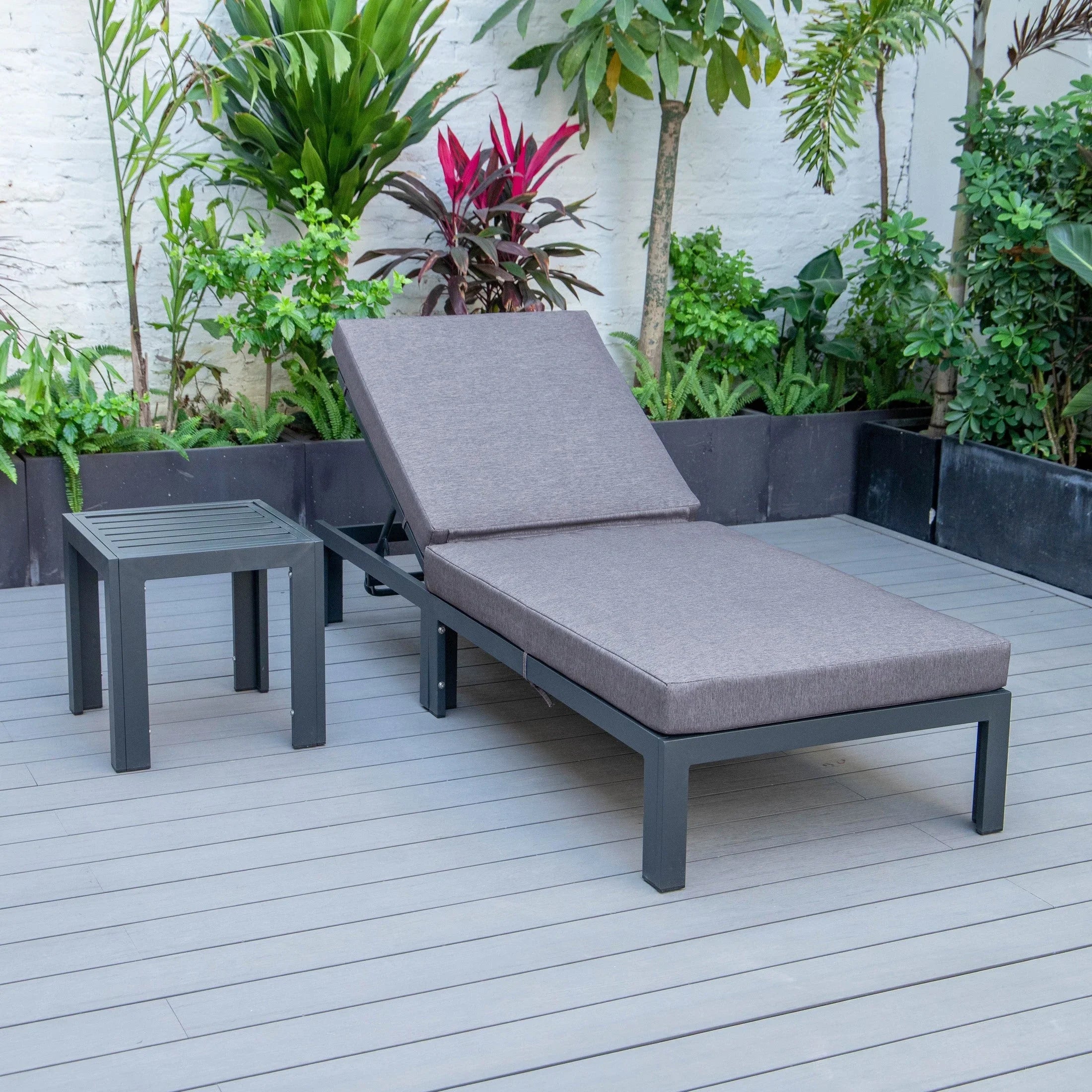 Chelsea Outdoor Chaise Lounge Chair With Side Table and Removable Cushions - Elax Furniture