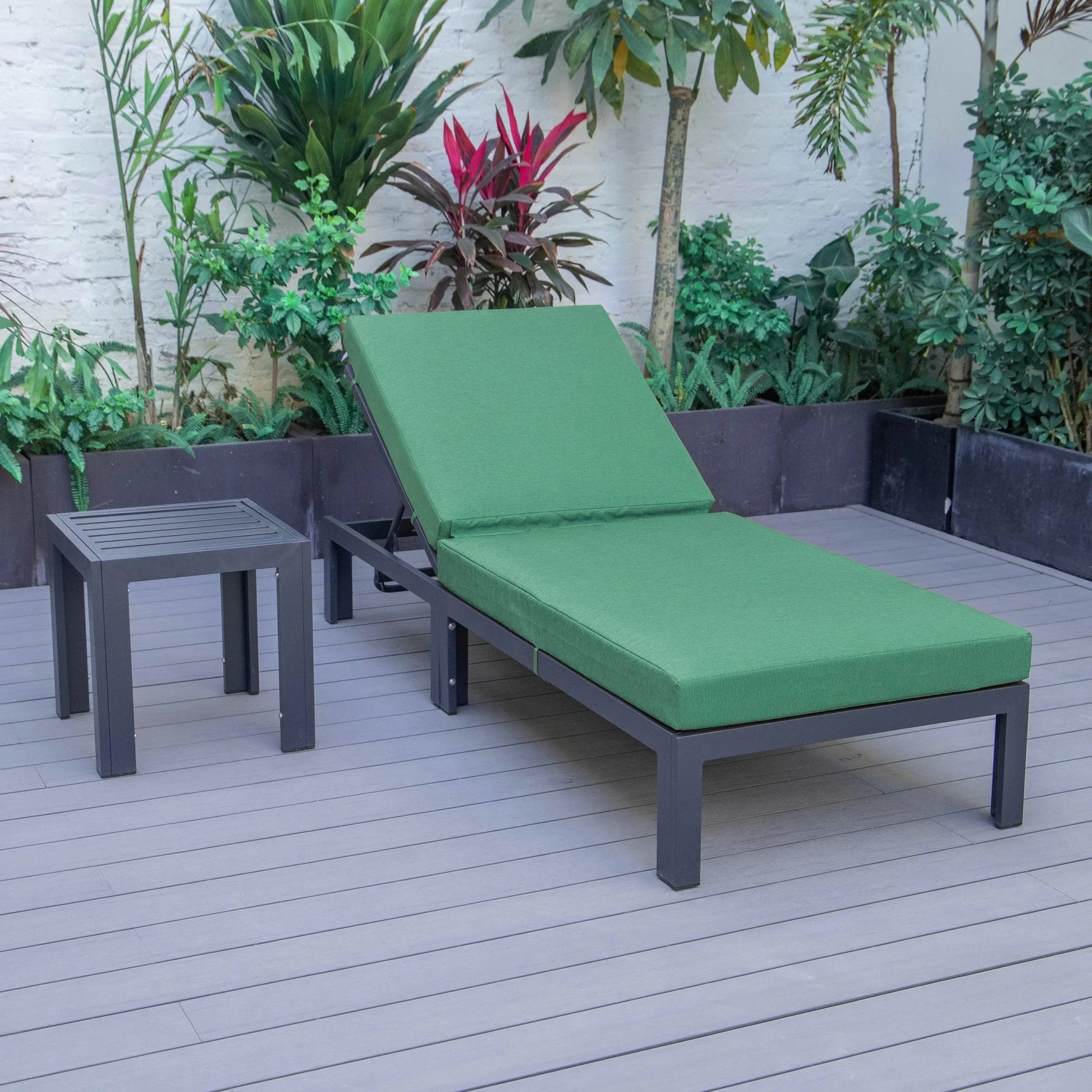 Chelsea Outdoor Chaise Lounge Chair With Side Table and Removable Cushions - Elax Furniture