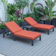 Chelsea Modern Outdoor Chaise Lounge With Side Table & Cushions Set of Two - Elax Furniture